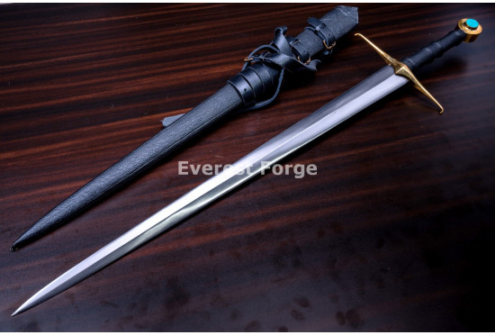 Hand-Forged Medieval Knight Sword, Brass Fittings