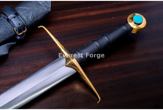 Hand-Forged Medieval Knight Sword, Brass Fittings