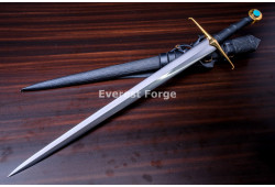 Hand-Forged Medieval Knight Sword, Brass Fittings
