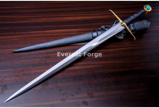 Hand-Forged Medieval Knight Sword, Brass Fittings