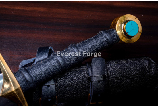 Hand-Forged Medieval Knight Sword, Brass Fittings