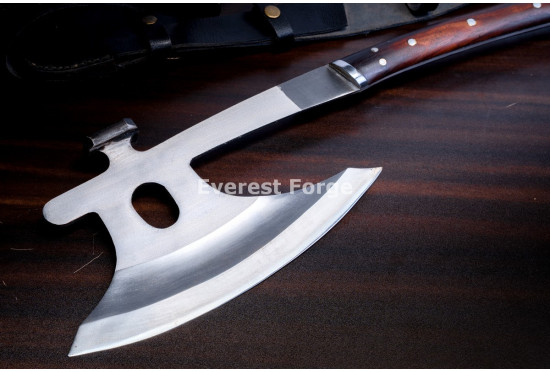 Hand-Forged Bearded Axe, Full Tang Rosewood Handle