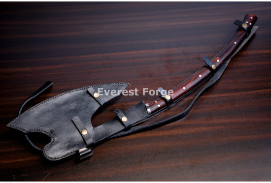 Hand-Forged Bearded Axe, Full Tang Rosewood Handle