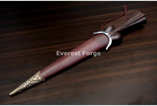 Hand-Forged Bollock Dagger, Fluted Pommel
