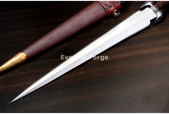 Hand-Forged Bollock Dagger, Steel Lobed Hilt