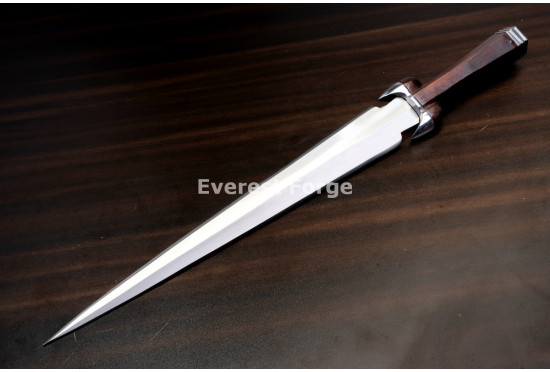 Hand-Forged Bollock Dagger, Steel Lobed Hilt