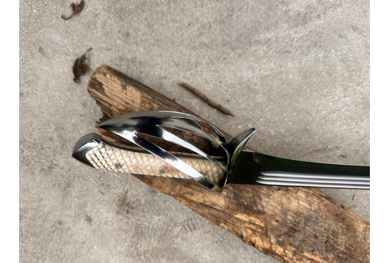 Bushwhacker Cutlass - Hand-Forged Recurved Clip-Point Sword with Bone Hilt