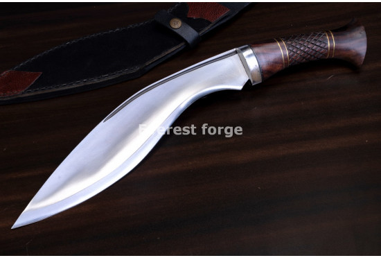 Hand-Forged Kukri Knife, Carved Grip