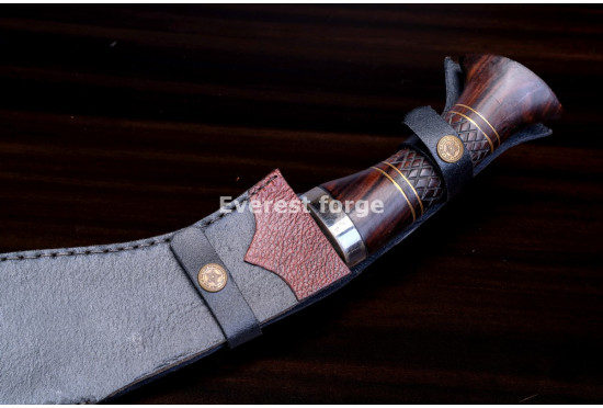 Hand-Forged Kukri Knife, Carved Grip