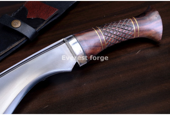 Hand-Forged Kukri Knife, Carved Grip