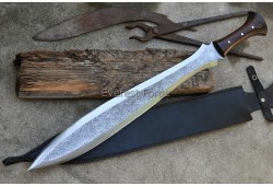 Leaf Shape sword-Flower pattern etched