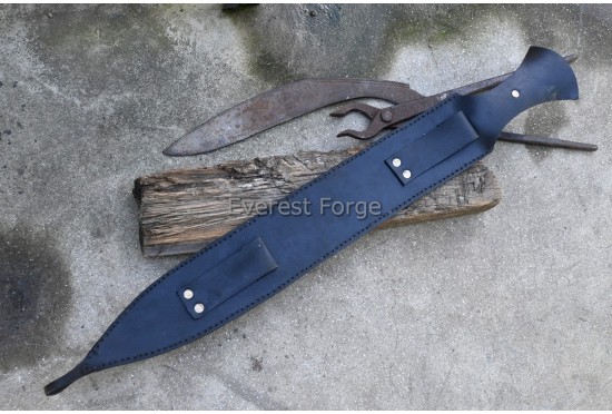 Leaf Shape sword-Flower pattern etched