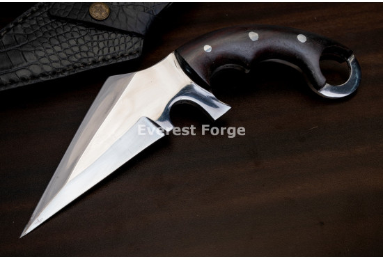 Hand-Forged Ring Pommel Knife, Faceted Blade