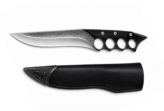 Custom Forged Horn Handle Fixed Blade Knife with Finger Guard