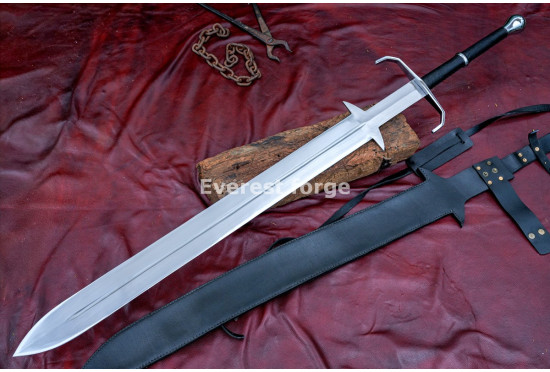 Custom Ice-Inspired Greatsword – Hand-Forged Full-Tang Two-Handed Blade