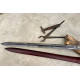 Dark Fantasy Longsword – Hand-Forged Full-Tang Blackened Blade with Ring Guard