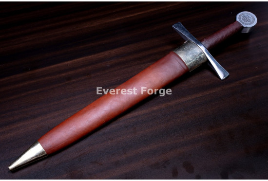 Hand-Forged Medieval Quillon Dagger, Knotwork Pommel