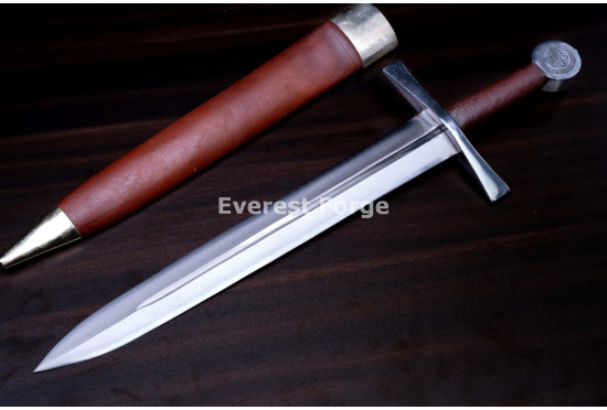 Hand-Forged Medieval Quillon Dagger, Knotwork Pommel
