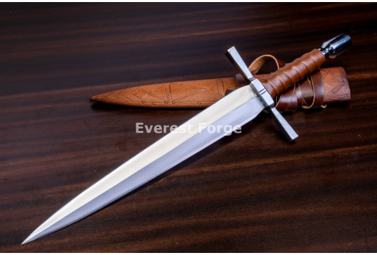Hand-Forged Medieval Quillon Dagger, Barrel Pommel