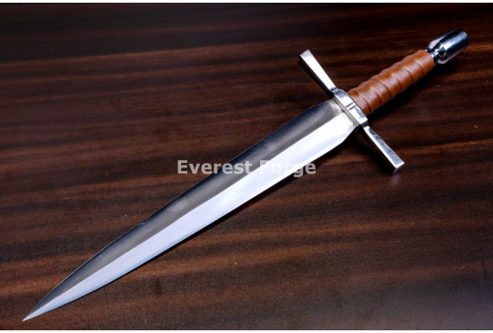 Hand-Forged Medieval Quillon Dagger, Barrel Pommel