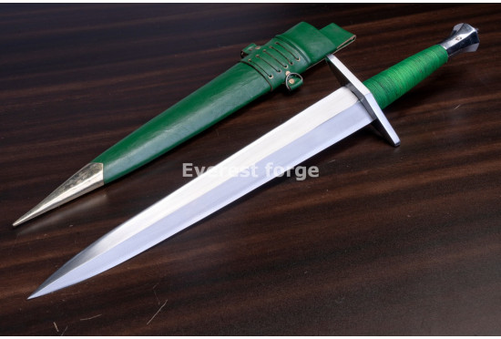 Hand-Forged Medieval Dagger, Cord-Wrapped Grip