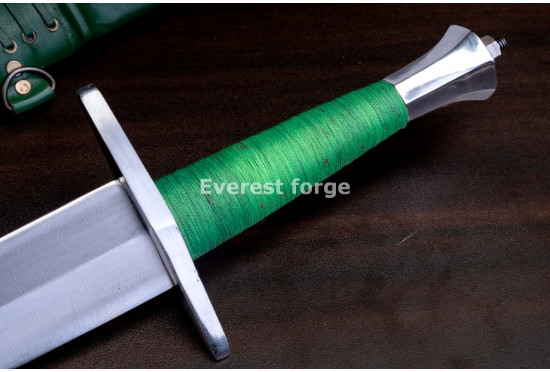 Hand-Forged Medieval Dagger, Cord-Wrapped Grip