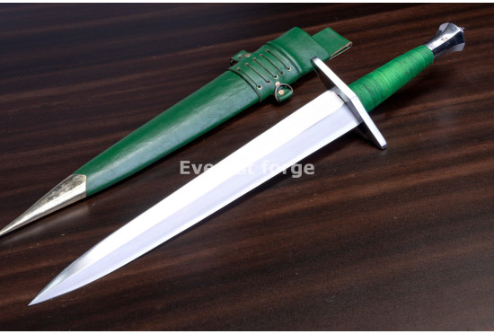 Hand-Forged Medieval Dagger, Cord-Wrapped Grip