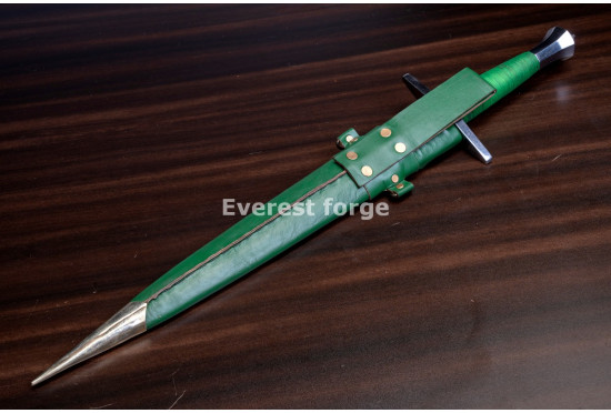 Hand-Forged Medieval Dagger, Cord-Wrapped Grip