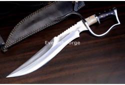 Hand-Forged D-Guard Kukri Knife, Sawback Spine