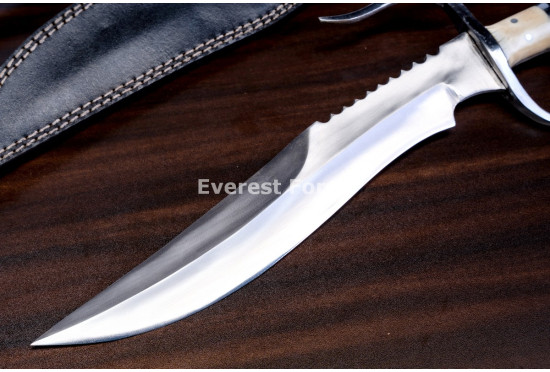 Hand-Forged D-Guard Kukri Knife, Sawback Spine