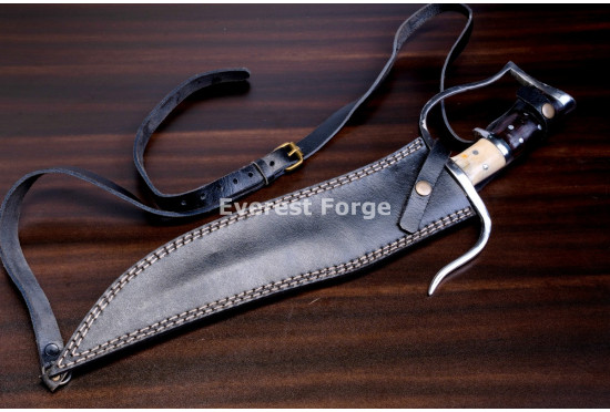 Hand-Forged D-Guard Kukri Knife, Sawback Spine