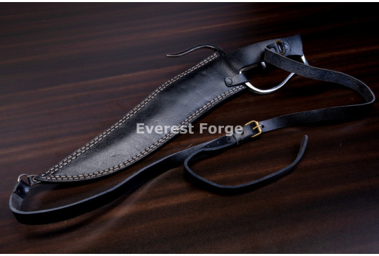 Hand-Forged D-Guard Kukri Knife, Sawback Spine