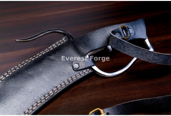 Hand-Forged D-Guard Kukri Knife, Sawback Spine
