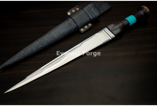 Hand-Forged Himalayan Dirk, Turquoise Band