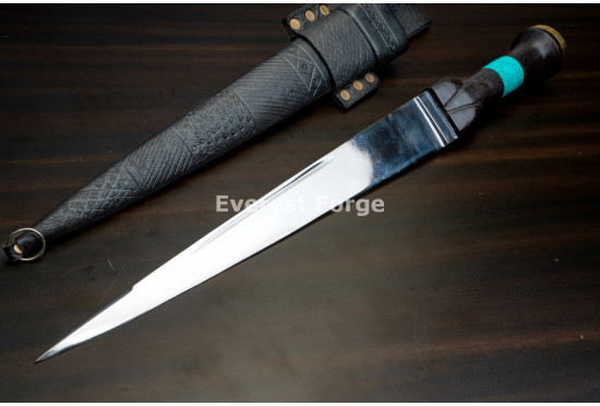 Hand-Forged Himalayan Dirk, Turquoise Band