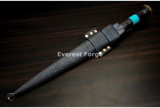 Hand-Forged Himalayan Dirk, Turquoise Band