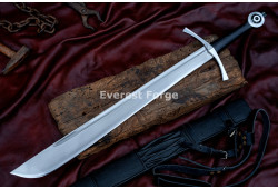 Hand-Forged Medieval Falchion Sword – Full-Tang 5160 Blade with Wheel Pommel