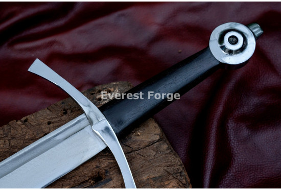 Hand-Forged Medieval Falchion Sword – Full-Tang 5160 Blade with Wheel Pommel