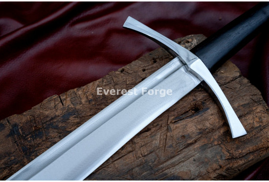 Hand-Forged Medieval Falchion Sword – Full-Tang 5160 Blade with Wheel Pommel