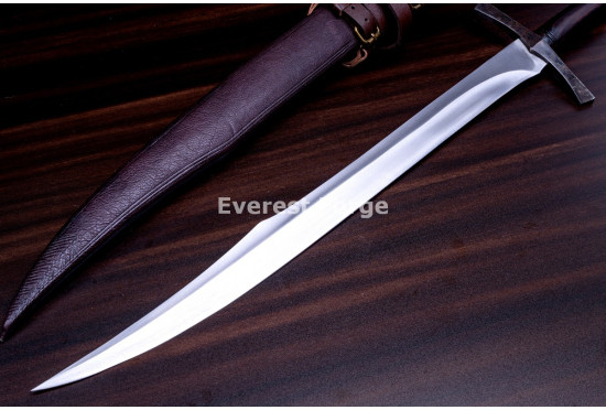 Hand-Forged Medieval Falchion Sword, Fluted Pommel