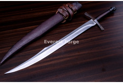 Hand-Forged Medieval Falchion Sword, Fluted Pommel