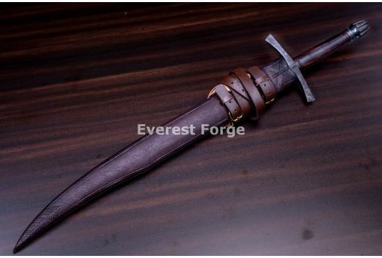 Hand-Forged Medieval Falchion Sword, Fluted Pommel