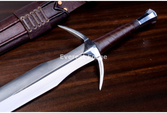 Hand-Forged Fantasy Arming Sword, Horned Guard