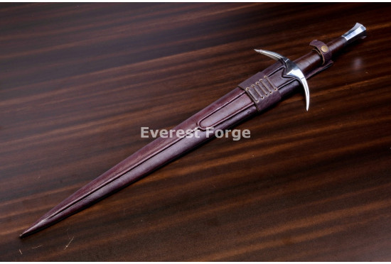 Hand-Forged Fantasy Arming Sword, Horned Guard