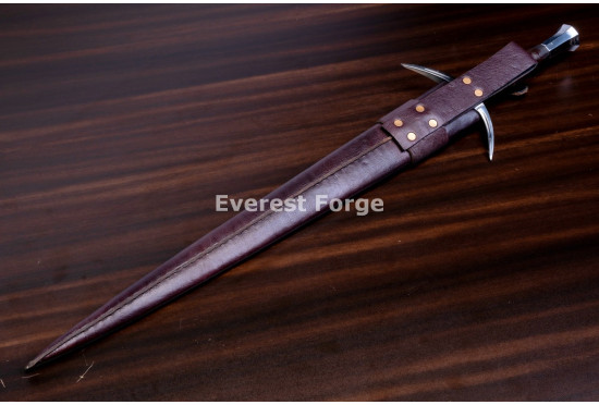 Hand-Forged Fantasy Arming Sword, Horned Guard