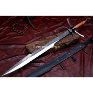 Hand-Forged Fantasy Falchion Sword, Dark Forge Finish