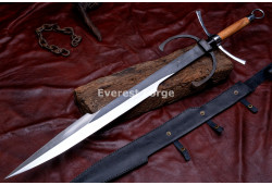 Hand-Forged Fantasy Falchion Sword, Dark Forge Finish