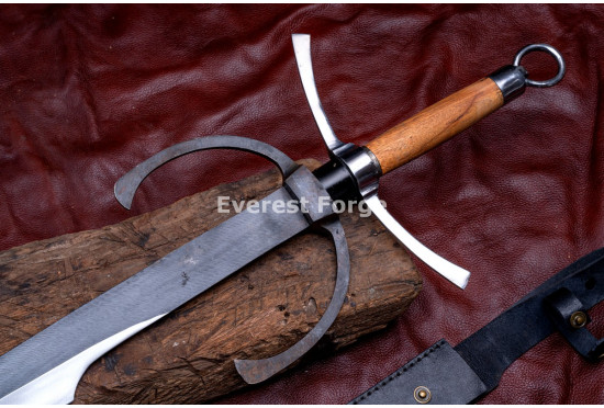 Hand-Forged Fantasy Falchion Sword, Dark Forge Finish