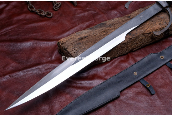Hand-Forged Fantasy Falchion Sword, Dark Forge Finish