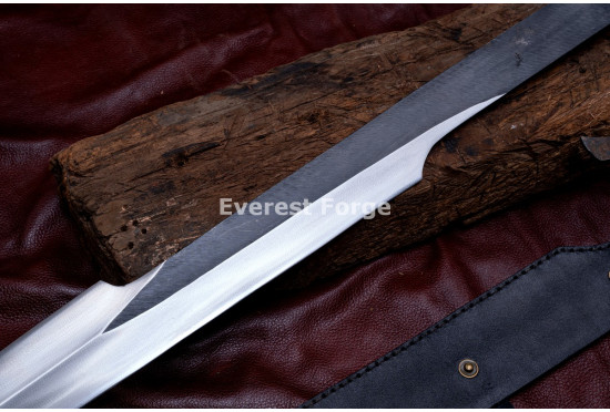 Hand-Forged Fantasy Falchion Sword, Dark Forge Finish
